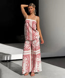 Relaxed Halter Top And Wide Leg Pants Two Piece Set