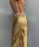 Ruffled High Waisted Back Slit Fashion Half Length Skirt for Women