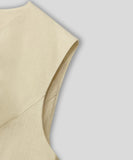 A Slim-Fitting Button-Down Sleeveless Short Skirt in the Style of a Socialite