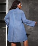 Plus Size Denim Dress For Women Long Sleeve Casual Loose Fit