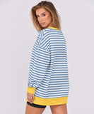 Striped V-Neck Loose Sports Shirt Hoodie For Women Relaxed Fit Moisture-Wicking Everyday