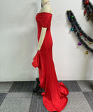 Stylish One-Line Shoulder Top, Hip Stretch Waist Lace Dress