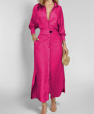 Slim-Fit Strappy Solid Color Blouse Dress For All Occasions