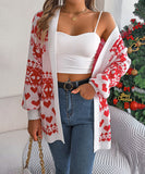 Classic Relaxed Christmas Deer Pattern Long Sleeve Cardigan