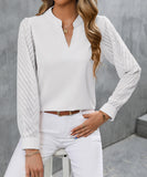 Ladies Blended Chiffon Long Sleeve Solid Color Blouse