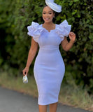 Beaded Lotus Leaf Sleeve Women's Dress for Effortless Style