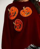 Halloween Pumpkin Sequin Sweatshirt for Women Loose Top