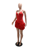 Fashion Sexy Halter Solid Color Lotus Lace Irregular Dress