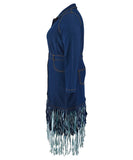 Artisan Patchwork Lapel Fringe Midi Dress