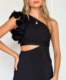 Fashionable One Shoulder Slimming Dress in Vibrant Colors