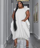 Plus-Size Loose Dress Double-Pocket Relaxed Fit Casual