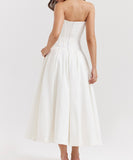 Sexy Sleeveless Plunging Dress Solid Color Polyester