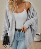Batwing Sleeve Cardigan Loose Knit Coat Nylon Elastane