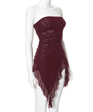 Chic Solid Color Slim-Fit Irregular Flounce High Waist Top