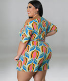 Stylish Printed One-Piece Waistband With Sloping Shoulders Design