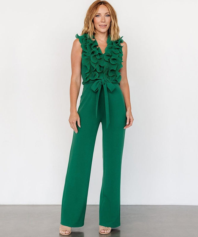 Sexy V Neck Backless Beaded Strapless One Piece Jumpsuit