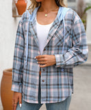 Fashionable Patchwork Check Hooded Coat For Casual Wear
