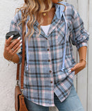 Fashionable Patchwork Check Hooded Coat For Casual Wear
