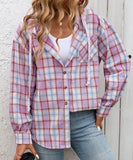 Fashionable Patchwork Check Hooded Coat For Casual Wear