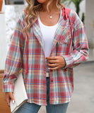 Fashionable Patchwork Check Hooded Coat For Casual Wear