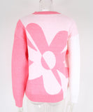 Relaxed Floral Patchwork Pullover Sweater Long Sleeve