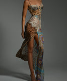 Sexy Spaghetti-Strap Split Halter Dress Versatile Eveningwear Silhouette Enhancer For Elegant Evenings