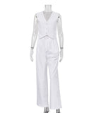 Chic Women's Sleeveless Vest and Long Pants Two-Piece Set