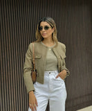 Fashionable Button Embellished Short Blazer Polyester