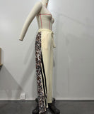 Casual Loose Leopard Print Patchwork Hoodie Pants for Women