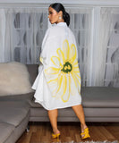 Classic Printed Shirt Dress With Lapel Collar Slim Fit