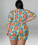 Stylish Printed One-Piece Waistband With Sloping Shoulders Design