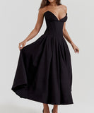 Sexy Sleeveless Plunging Dress Solid Color Polyester