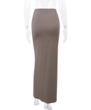 High Waisted Slit Pleated Flower Decorated Half Length Dress