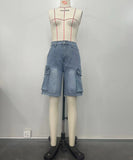 Light Blue Ripped Denim Pocket Jeans for Work and Casual Wear