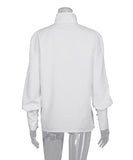 Stylish Long-sleeved Stand Collar Casual White Shirt