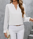 Ladies Blended Chiffon Long Sleeve Solid Color Blouse