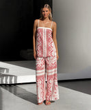Relaxed Halter Top And Wide Leg Pants Two Piece Set