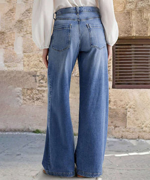 Vintage Embroidered Stretch Straight Leg Wide-Leg Jeans Delight
