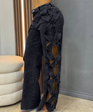 Sline Side-Cut Denim Patchwork Trousers for Trendy Style