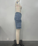 Light Blue Ripped Denim Pocket Jeans for Work and Casual Wear