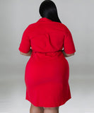 Elegant Solid Color Short Sleeve Blouse Dress Lightweight and Stylish