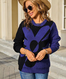 Relaxed Floral Patchwork Pullover Sweater Long Sleeve