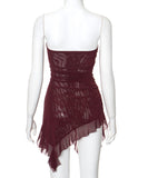 Chic Solid Color Slim-Fit Irregular Flounce High Waist Top