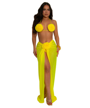 Three-Dimensional Pattern Backless Tie-String Bikini Set