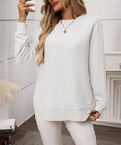 Loose Waffle Blouse Relaxed Fit Long-Sleeved Top Essentials
