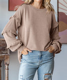 Lantern Style Dress With Lace Sleeves And Hooded Top
