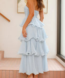 Stylish Strapless Backless Cake Dress in Vibrant Colors