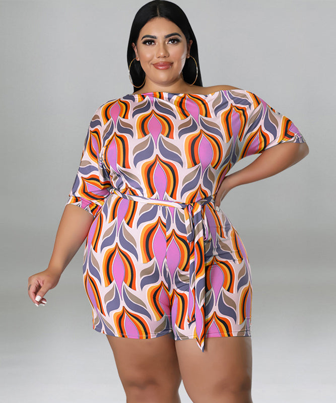 Stylish Printed One-Piece Waistband With Sloping Shoulders Design