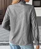 Casual Striped Button Down Shirt With Wooden Earflaps