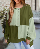 Casual Patchwork Collar Long Sleeve Pullover Soft And Cozy
